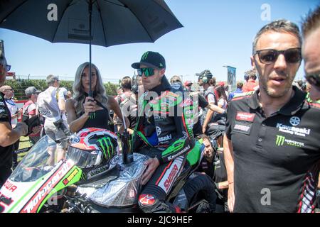 Misano World circuit “Marco Simoncelli”, Misano Adriatico, Italie, 11 juin 2022, JONATHAN REA (Kawasaki SuperTeam WSBK - ZX-10RR) pendant Pirelli Emilia-Romagna Round FIM Superbike World Championship 2022 - Race1 - World Superbike - SBK Banque D'Images