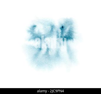 Aquarelle turquoise couleur tache sur fond blanc isolé. Design pour bannières, cartes, invitations. Une tache de peinture Banque D'Images