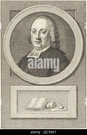 Portrait de Christianus Carolus Hendricus van der AA, pasteur de Haarlem, imprimeur: Reinier Vinkeles (I), imprimeur: Cornelis Bogerts, dessinateur intermédiaire: Jacobus Buys, Amsterdam, 1783 - 1795, papier, gravure, h 156 mm × l 114 mm Banque D'Images