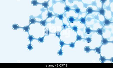 Recherche scientifique. Expériences en laboratoire et haute technologie. Réseau moléculaire résumé 3D illustration. Tendances modernes en médecine, biologie, physique Banque D'Images