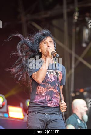 Joey Belladonna Anthrax se produit au Bloodstock Festival, Catton Park Derbyshire, Royaume-Uni. 10 août 2019 Banque D'Images