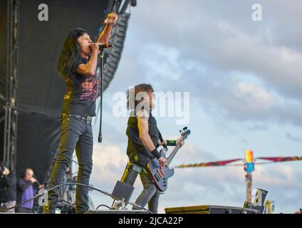 Anthrax se produit au Bloodstock Festival, Catton Park Derbyshire, Royaume-Uni. 10 août 2019 Banque D'Images