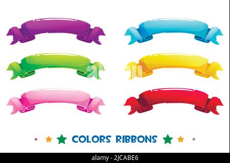 Rubans de couleur de dessin animé. Ruban de célébration vectoriel. Illustration de Vecteur