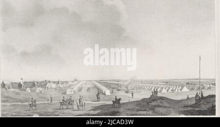 Vue du camp militaire néerlandais près de Rijen ou de Reijen, côté ouest, juillet 1831, vue du camp militaire près de Rijen, 1831 le camp près de Reijen côté ouest, imprimeur: Anonyme, imprimeur: Johannes Paulus Houtman, (mentionné sur l'objet), imprimeur: Pays-Bas, imprimeur: Utrecht, 1831, papier, h 364 mm × l 501 mm Banque D'Images