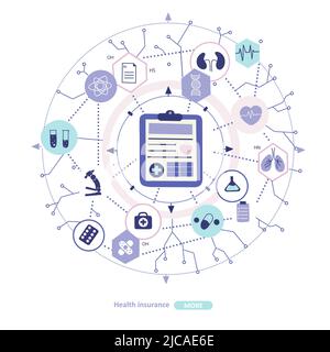 Concept d'assurance maladie, illustration vectorielle plate. Concept de médecine de la santé. Illustration de Vecteur