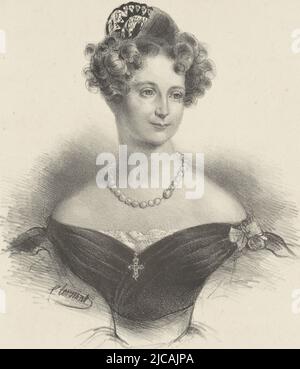 Portrait d'Anna Paulowna dans la marge inférieure son titre, Portrait d'Anna Paulowna Romanowa, imprimeur: Clermont, (mentionné sur l'objet), éditeur: L. Samijn, (mentionné sur l'objet), Editeur: France, (éventuellement), Editeur: Amsterdam, 1833 - 1836, papier, h 336 mm × l 254 mm Banque D'Images