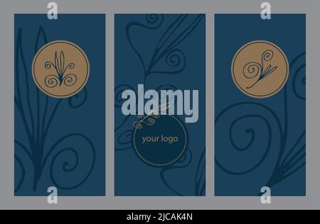 Un ensemble de cartes postales florales avec des curligues. Fond décoratif vectoriel de carte de vœux ou d'invitation Illustration de Vecteur