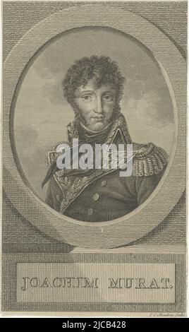 Portrait de Joachim Murat roi de Naples Joachim Murat , imprimerie: Johannes Christiaan Bendorp, (mentionné sur l'objet), inconnu, pays-Bas, 1776 - 1849, papier, gravure, h 154 mm × l 92 mm Banque D'Images