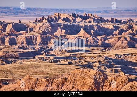 Lever du soleil et ombres spectaculaires sur Badlands, Dakota du Sud Banque D'Images
