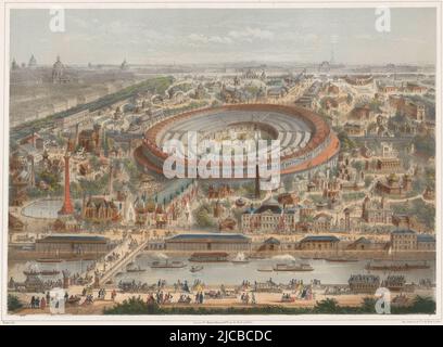 Voir le parc de l'exposition universelle de Paris 1867, vue panoramique de l'exposition universelle de Paris 1867 1867, imprimerie: Rivière, (mentionnée sur objet), imprimeur: Lemercier & Cié, (mentionné sur objet), éditeur: Ancienne Maison Martinet, (mentionnée sur objet), imprimeur: France, imprimeur: Paris, éditeur: Paris, 1867, papier, laquage, h 392 mm × l 530 mm Banque D'Images