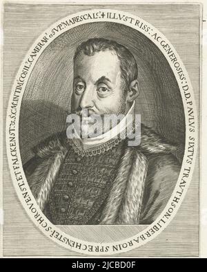 Portrait de Paul Sixt Comte de Trautson Portraits de personnalités célèbres du XVIe siècle Atrium Heroicum, imprimeur: Dominicus Custos, Augsbourg, 1600 - 1604, papier, gravure, h 177 mm × l 127 mm Banque D'Images