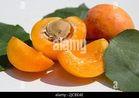 Fruit abricot libre isolé sur fond blanc Banque D'Images