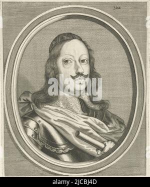 Portrait de Ferdinando II de' Medici, grand-duc de Toscane, avec un commandant numéroté en haut à droite: 302, imprimerie: Cornelis Meyssens, (mentionné sur objet), dessinateur intermédiaire: Adriaen van Bloemen, (mentionné sur objet), éditeur: Giovanni Battista Hacque, (peut-être), Vienne, 1670 - 1674, papier, gravure, h 245 mm × l 162 mm Banque D'Images