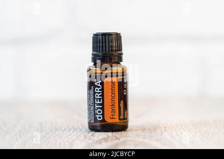 Pecs, Hungray - février 27 2021 - image éditoriale illustrative des huiles essentielles Doterra pour usage quotidien Banque D'Images