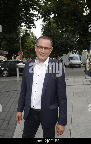 Tino Chrupalla beim Landratswahlkampf für Sebastian Wippel am Marienplatz. Görlitz, 11.06.2022 Banque D'Images