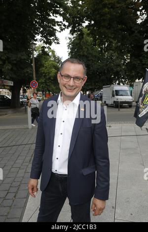 Tino Chrupalla beim Landratswahlkampf für Sebastian Wippel am Marienplatz. Görlitz, 11.06.2022 Banque D'Images