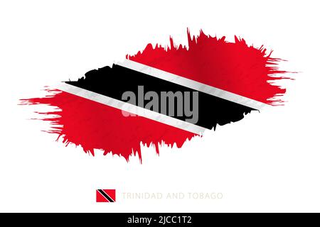 Drapeau de la Trinité-et-Tobago peint à coups de pinceau avec effet de tissage. Indicateur vectoriel. Illustration de Vecteur