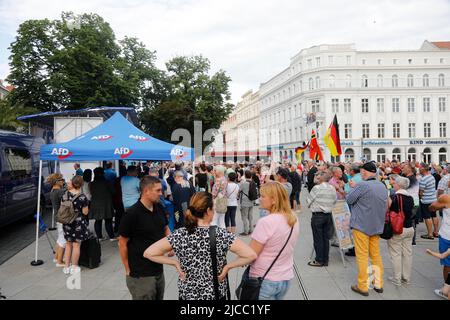 Alice Weidel, Sebastian Wippel, Tino Chuballa und Jörg Urban beim Landratswahlkampf für Sebastian Wippel am Marienplatz. Görlitz, 11.06.2022 Banque D'Images