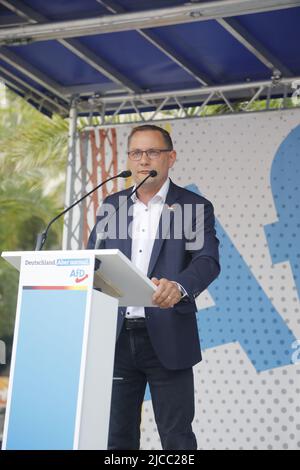 Tino Chrupalla beim Landratswahlkampf für Sebastian Wippel am Marienplatz. Görlitz, 11.06.2022 Banque D'Images