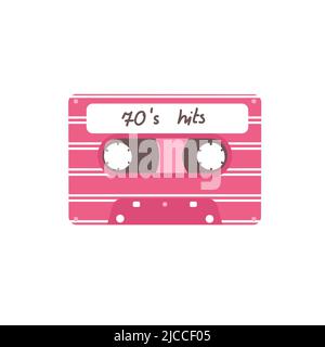 Cassette rétro avec succès dans les années 70. Isolé sur vecteur blanc. Cassette vintage Illustration de Vecteur