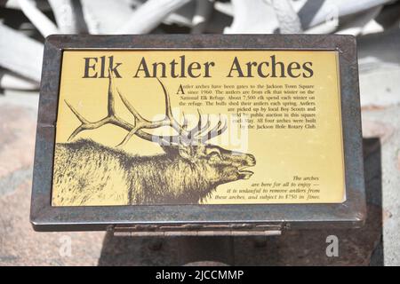 Jackson, Wyoming. ÉTATS-UNIS. 5/21/2022. Première arche en 1953. Il n'avait aucune idée qu'il était la création d'une icône. Mais l'arche a été un coup instantané avec les visiteurs. Banque D'Images