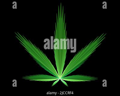 Art fractal de flamme de feuille de cannabis Banque D'Images