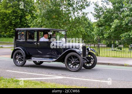 Berline Austin 1670cc noire 1927 20s années vingt; voitures présentées pendant l'année 58th de l'assemblée de Manchester à Blackpool Touring pour les voitures Veteran, Vintage, Classic et chérités. Banque D'Images