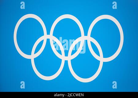 29th JUILLET 2021 - TOKYO, JAPON: Anneaux olympiques aux Jeux Olympiques de Tokyo 2020 (photo: Mickael Chavet/RX) Banque D'Images