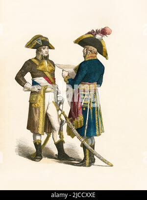 Généraux, République française, 1799-1800, Illustration, l'histoire du costume, Braun & Schneider, Munich, Allemagne, 1861-1880 Banque D'Images