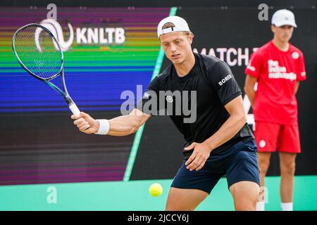 'S-HERTOGENB.S., PAYS-BAS - JUIN 12: Tim van Rijthoven des pays-Bas pendant le match final des hommes entre Daniil Medvedev de Russie et Tim van Rijthoven des pays-Bas à l'Autotron sur 12 juin 2022 à 's-Hertogenbosch, pays-Bas (photo de Joris Verwijst/BSR Agency)