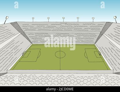 Stade de football football sport graphique couleur esquisse illustration vecteur Illustration de Vecteur