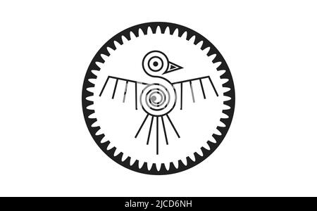 Symbole Aztec ancien isolé de religion. Vector Maya fantastique animal icône rétro. Totem de la culture américaine, mascotte ethnique tribale avec tête d'oiseau. MEX Illustration de Vecteur