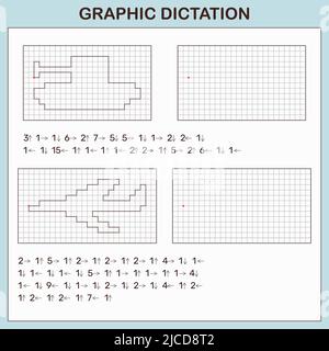 Dictée graphique. Jeux éducatifs pour enfants. Illustration de Vecteur
