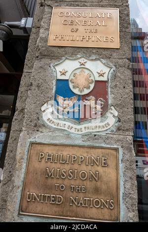 Mission permanente de la République des Philippines auprès des Nations Unies, Fifth Avenue, NYC, Etats-Unis, 2022 Banque D'Images