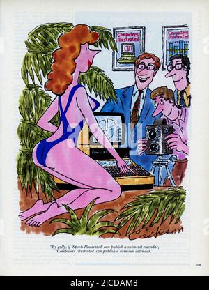 Vintage juillet 1986 'Playboy' mensuel magazine caricature, Etats-Unis Banque D'Images