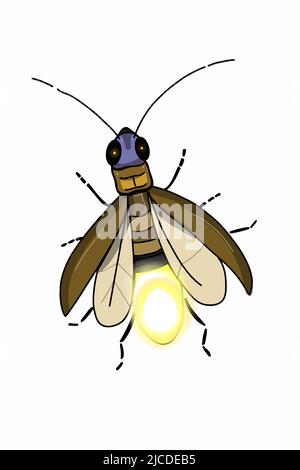 mignon dessin d'illustration de mascotte luciole-stella, coloriage Banque D'Images