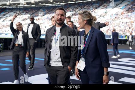 Martin Compston et Vicky McClure avant le match de l'aide au football pour l'UNICEF au London Stadium, Londres. Date de la photo: Dimanche 12 juin 2022. Banque D'Images