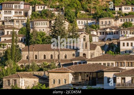 Vieilles maisons de pouf à Gjirokaster, Albanie gros plan Banque D'Images