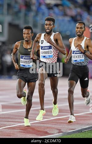 Selemon Barega (ETH) et Mohammed Ahmed (CANpendant le 42ème Gala d'Or Pietro Menena dans une réunion de la Wanda Diamond League au stade Olympique, vendredi 11 juin 2022, à Rome. (Jiro Mochizuki/image du sport) Banque D'Images