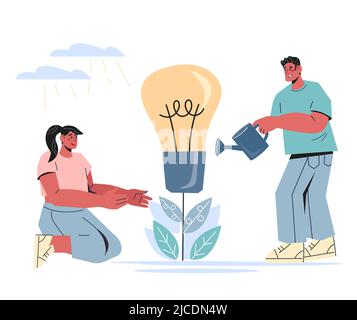 Idée de concept de startup et d'initiative d'affaires, soutien financier et juridique et financement de l'entrepreneuriat, illustration vectorielle plate isolée sur bac blanc Illustration de Vecteur
