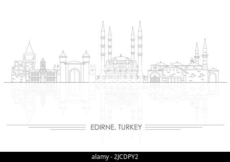 Aperçu Skyline panorama de la ville d'Edirne, Turquie - illustration vectorielle Illustration de Vecteur