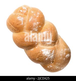 pain blanc sur fond blanc, gros plan, vue de dessus Banque D'Images