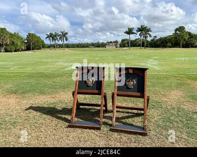 Jupiter, FL États-Unis - 31 mai 2022 : le tee d'entraînement au parcours de golf national de Trump à Jupiter, Floride. Banque D'Images