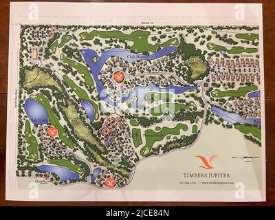 Jupiter, FL Etats-Unis - 31 mai 2022: La carte de Timbers au parcours de golf national de Trump à Jupiter, Floride. Banque D'Images