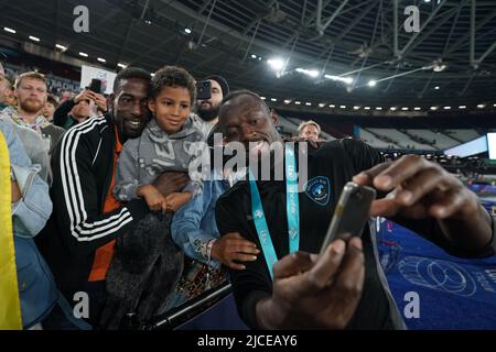 Reste du monde XI Usain Bolt après le match de football de l'aide pour l'UNICEF au stade de Londres, Londres. Date de la photo: Dimanche 12 juin 2022. Banque D'Images