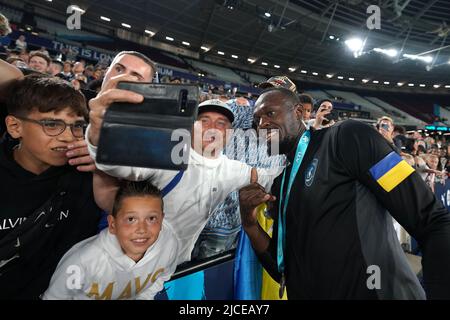 Reste du monde XI Usain Bolt après le match de football de l'aide pour l'UNICEF au stade de Londres, Londres. Date de la photo: Dimanche 12 juin 2022. Banque D'Images