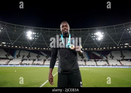 Reste du monde XI Usain Bolt après le match de football de l'aide pour l'UNICEF au stade de Londres, Londres. Date de la photo: Dimanche 12 juin 2022. Banque D'Images