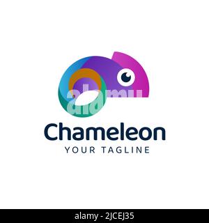 Modèle de conception du logo de chameleon en dégradé coloré Illustration de Vecteur