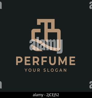 Logo avec ligne de bouteille de parfum Premium et ligne d'ornement, lettrage T P, adapté pour les affaires cosmétiques de mode Illustration de Vecteur