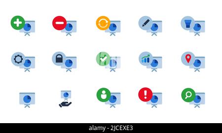 Tableau de présentation ensemble d'icônes de collection vecteur graphique isolé symbole de la formation business analyse graphique entreprise Illustration de Vecteur